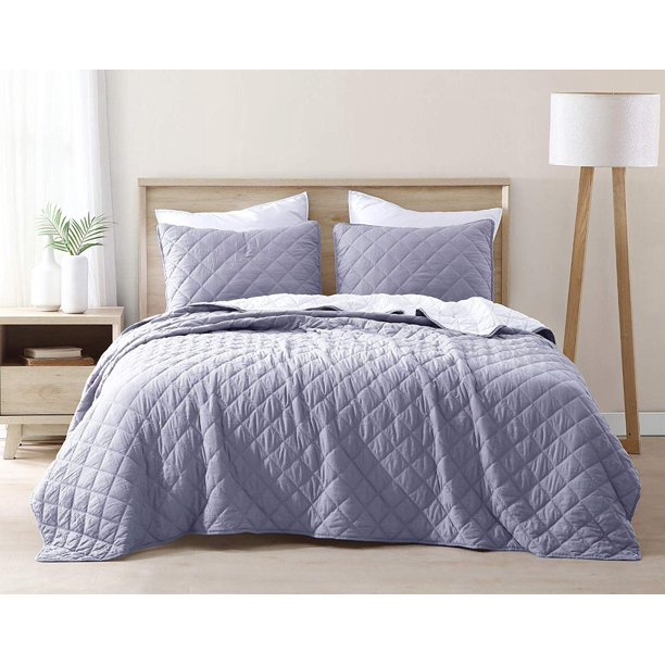 3件套可翻轉被套，柔軟水洗超細纖維鉆石刺繡床罩被套